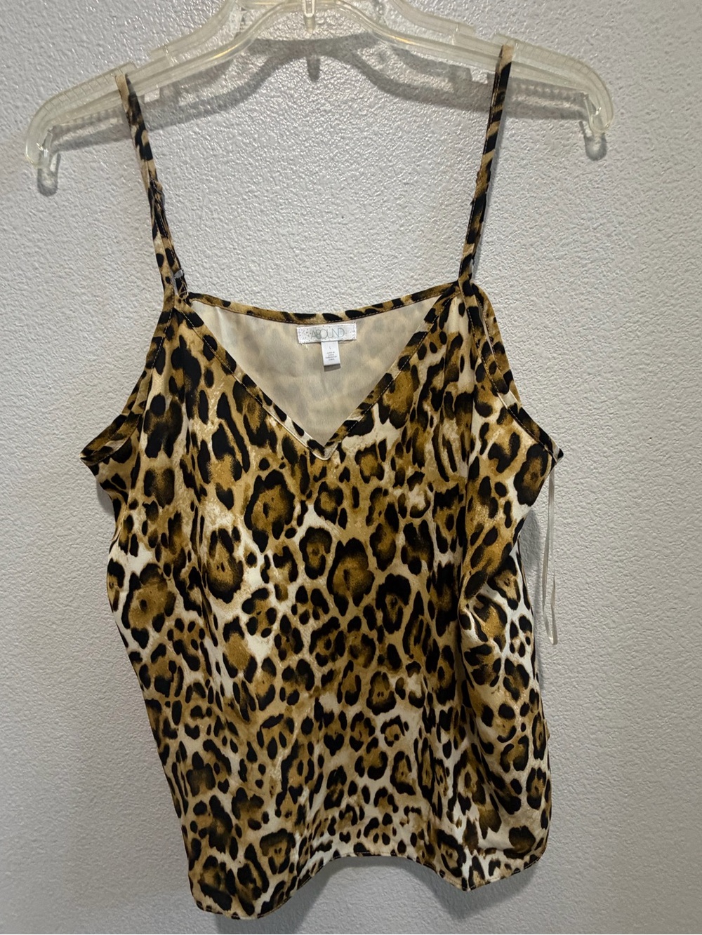 Abound Leopard Print Satin Cami in Brown and Black size large